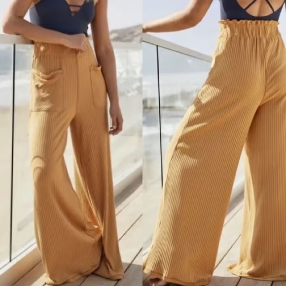 Free People Movement Blissed Out Ribbed Pull On Wide Leg Pants Size Medium - Picture 15 of 16